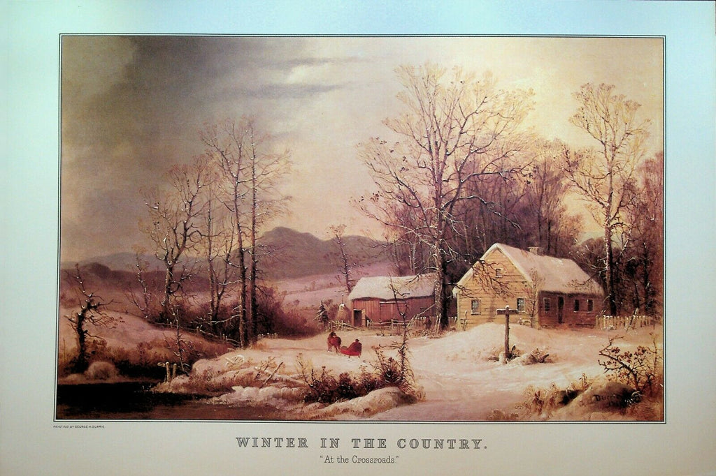 Currier & Ives Calendar Topper 1975 Winter in the Country At The Crossroads