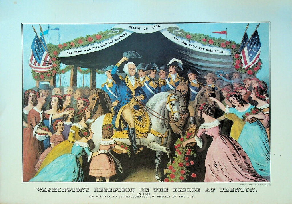 Currier & Ives Calendar Topper 1969 George Washington Reception at Trenton