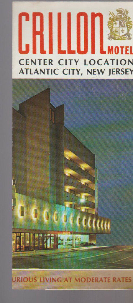Crillon Motel Atlantic City New Jersey Brochure 1960s Center City Location