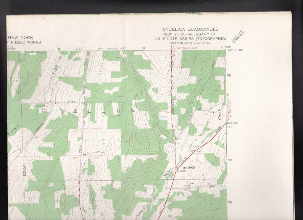 Angelica Quadrangle Allegany County NY  US Geological Survey Map 1964