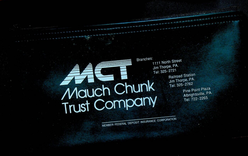 Mauch Chunk Trust Company Bank Deposit Bag Green Jim Thorpe Pennsylvania
