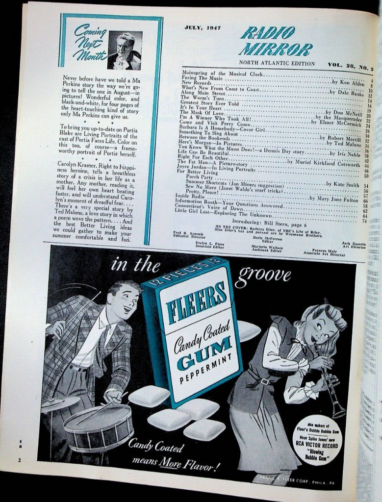 Radio Mirror July 1947 Barbara Eiler Perry Como Dennis Day Joyce Jordan