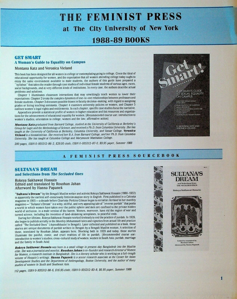 The Feminist Press of CUNY 1988 1989 Book Catalog Margaret Walker