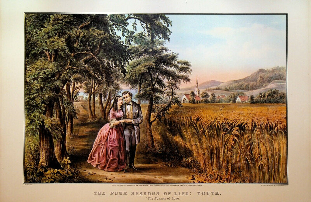 Currier & Ives Calendar Topper 1953 Four Seasons of Life Youth