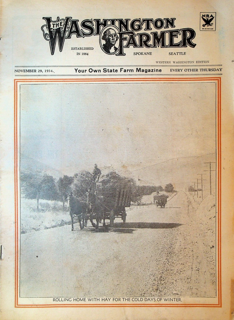 Washington Farmer November 29 1934 Cascades & Wasco County Warehouse Paper Doll
