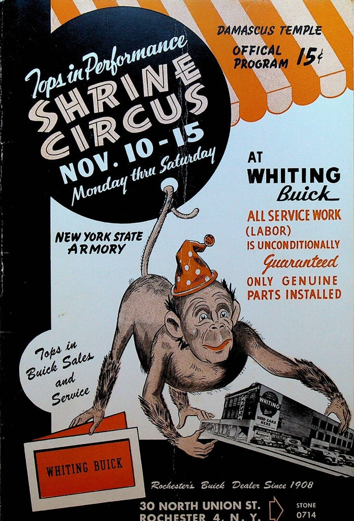 Shrine Circus Program Rochester NY November 10 1947 Otto Griebling