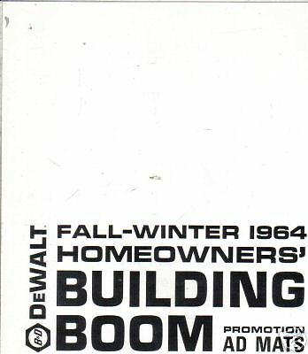 Dewalt Homeowners Building Boom Ad Mats Brochure Fall-Winter 1964