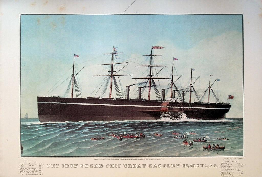 Currier & Ives Calendar Topper 1967 Iron Steam Ship Great Eastern