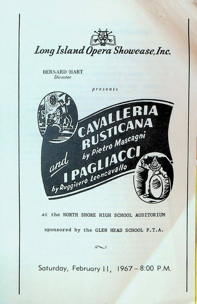 Cavalleria Rusticana & I Pagliacci 1967 Program Long Island Opera Showcase