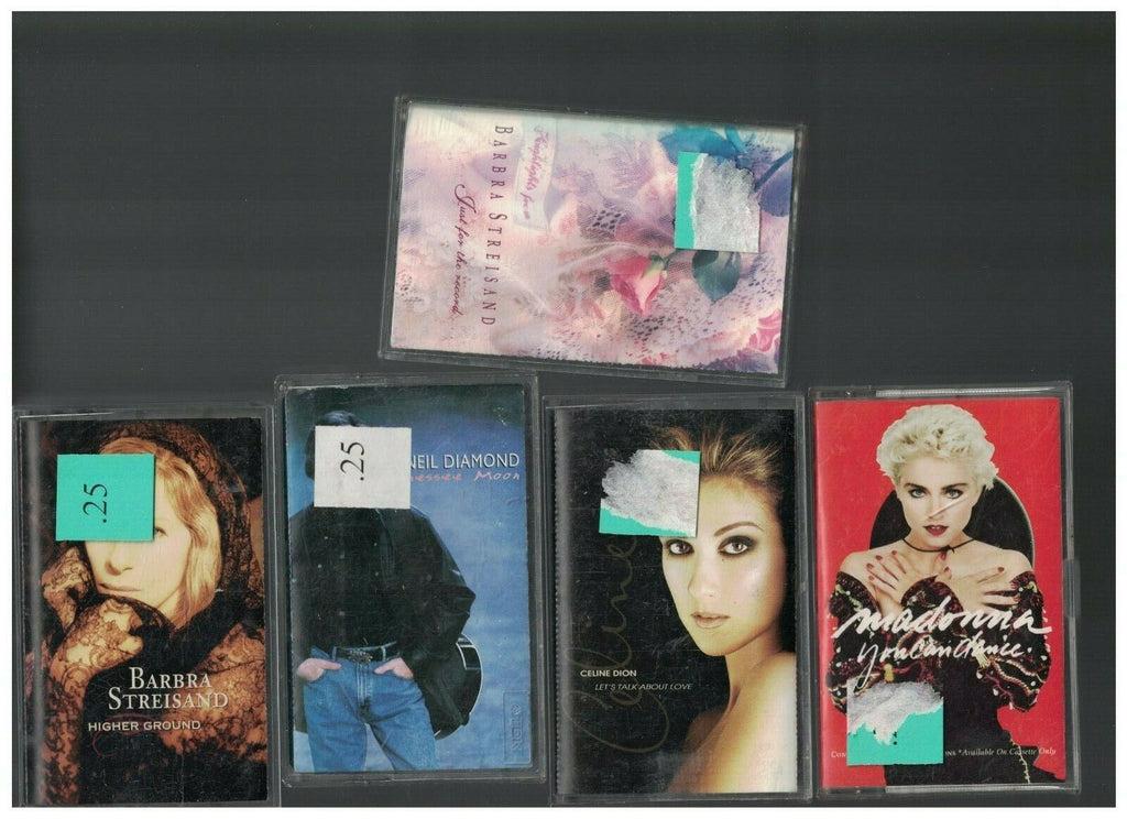 Barbra Streisand Neil Diamond Celine Dion Madonna Cassette Lot of 5