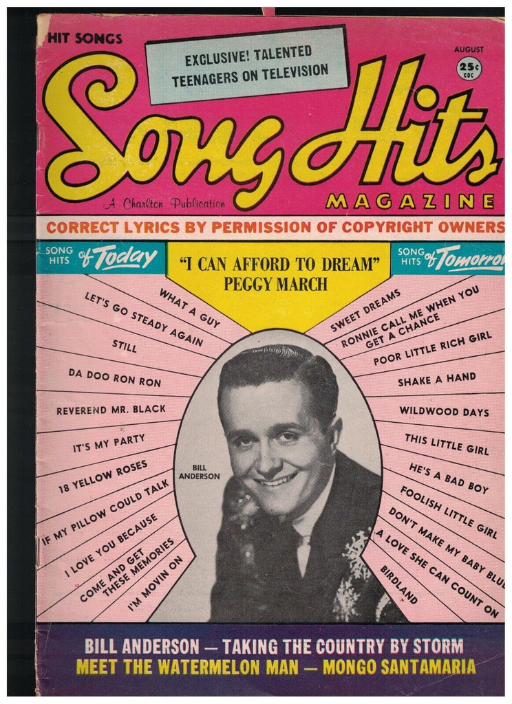 Song Hits Magazine August 1963 Bill Anderson Duke Ellington Mongo Santamaria
