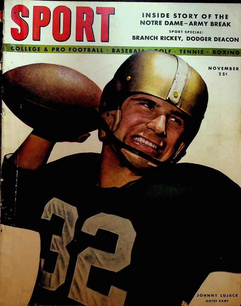 Sport Magazine November 1947 Johnny Lujack Branch Rickey Bill Durnan