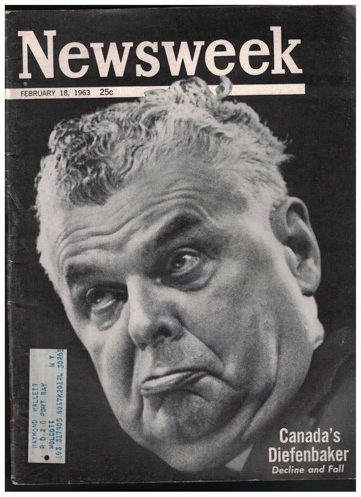 Newsweek Magazine February 18 1963 John Diefenbaker Jane Fonda Clyde Beatty