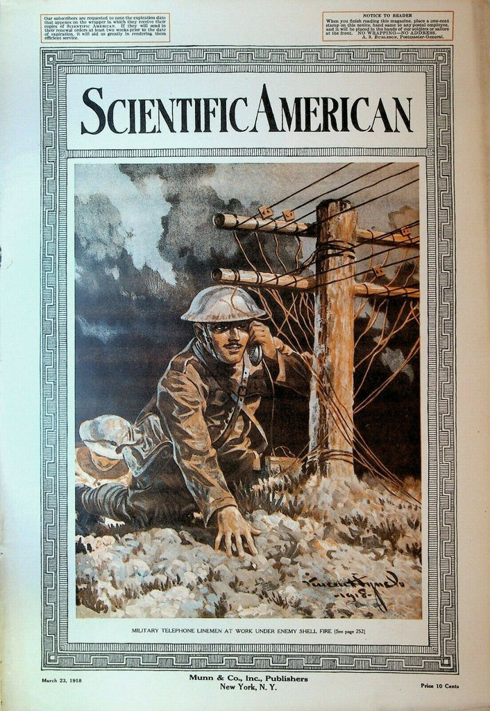 Scientific American March 23 1918 WWI Telephone Tokyo Machine Shop Rare Earth