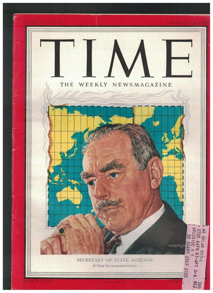 Time Magazine January 8 1951 Dean Acheson Ali Razmara Russia China Asbestos