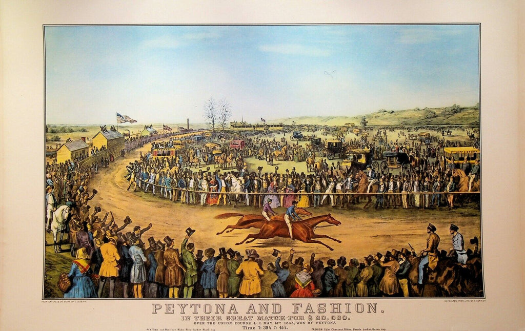 Currier & Ives Calendar Topper 1953 Peytona & Fashion Great Horse Race