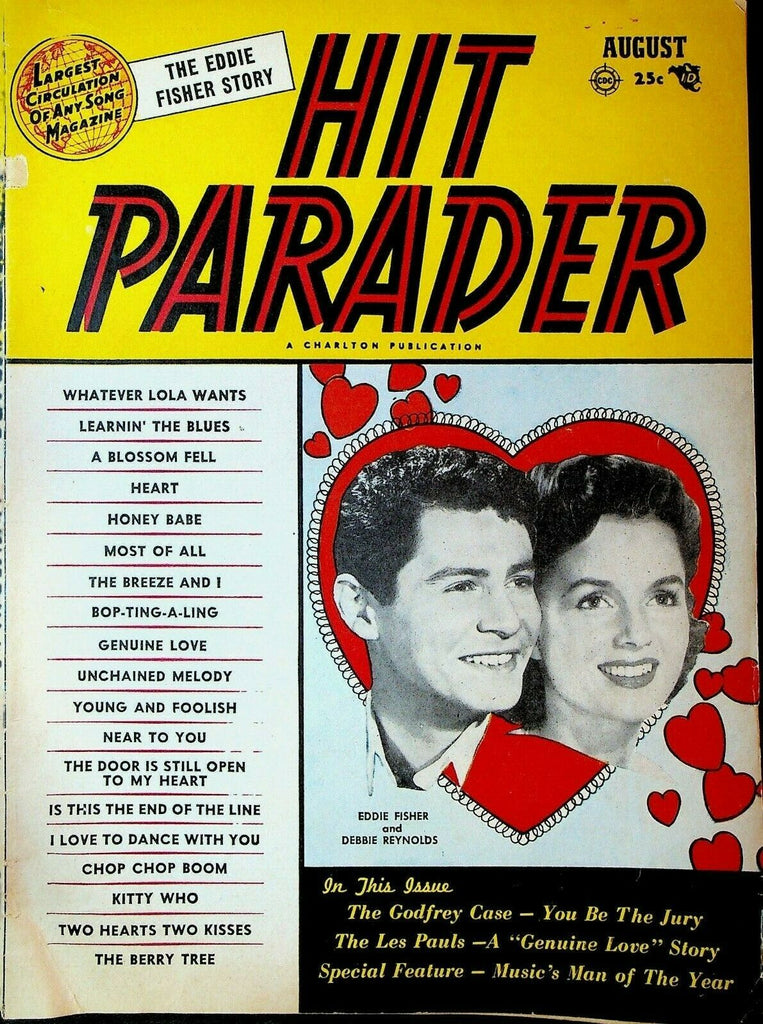Hit Parader August 1955 Eddie Fisher Debbie Reynolds Les Paul Mary Ford