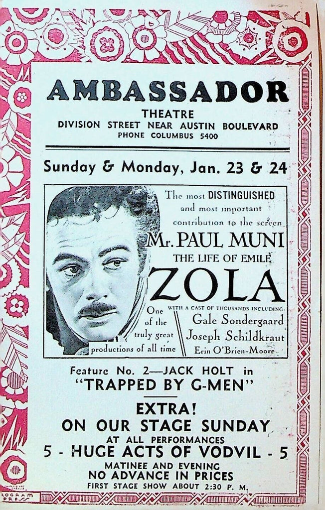 Marlene Dietrich Paul Muni Ad Herald Ambassador Theatre Chicago January 1938