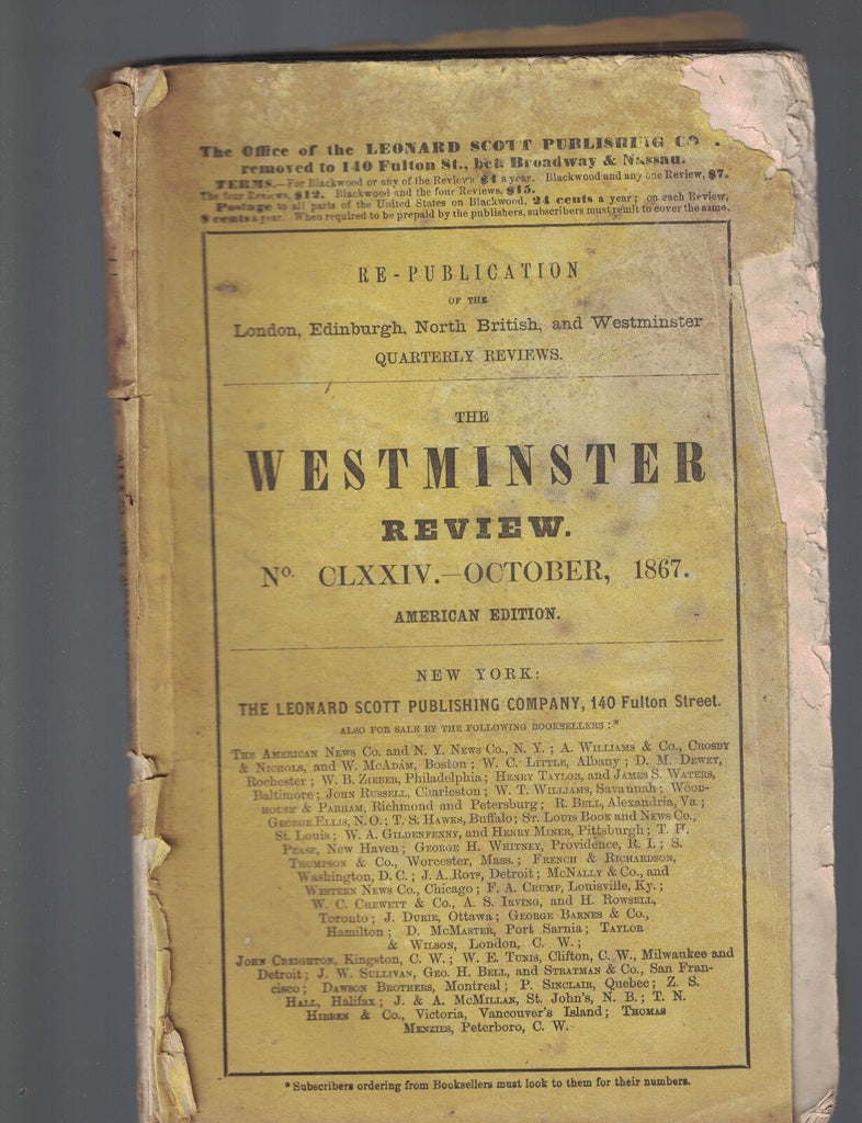 Westminster Review October 1867 Polygamy & Monogamy in Turkey La Bruyere