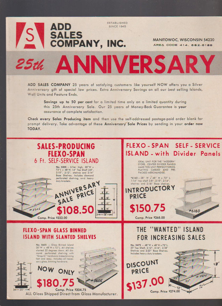 Add Sales Company Industrial Shelving Catalog Manitowoc Wisconsin 1970