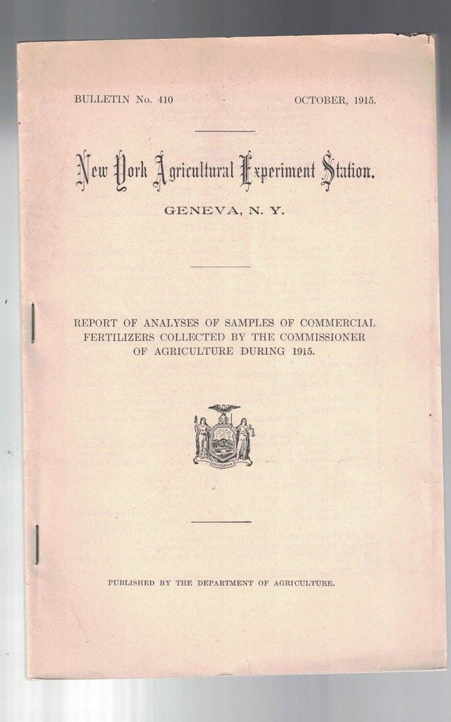 Analyses of Samples of Commercial Fertilizer 1915 NY Agricultural Bulletin