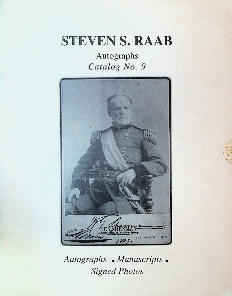 Steven S Raab Autographs Catalog #9 1990s 44pp