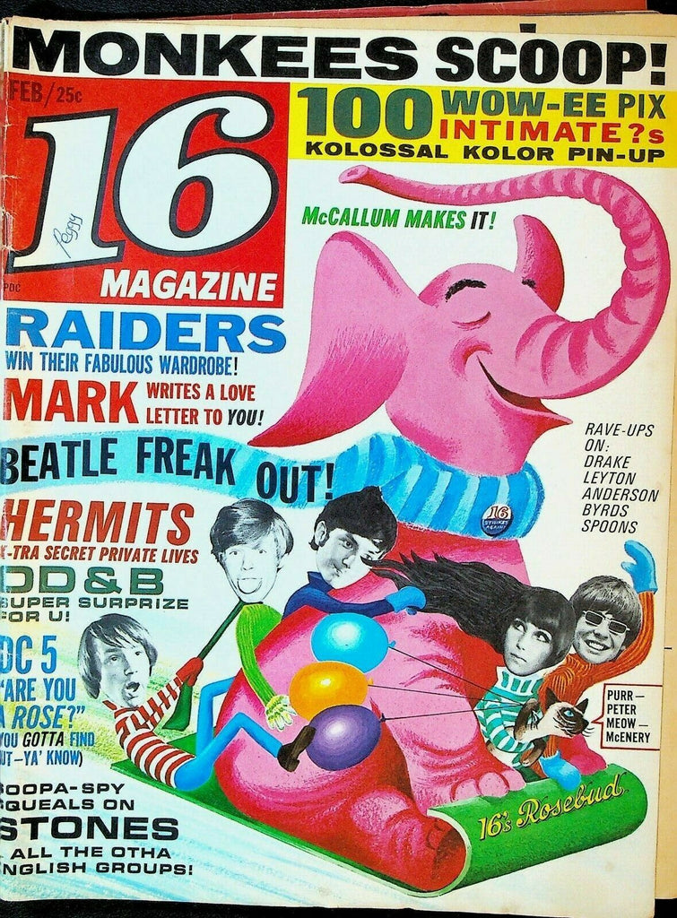 16 Magazine February 1967 The Monkees Bealtes Lovin' Spoonful Rolling Stones