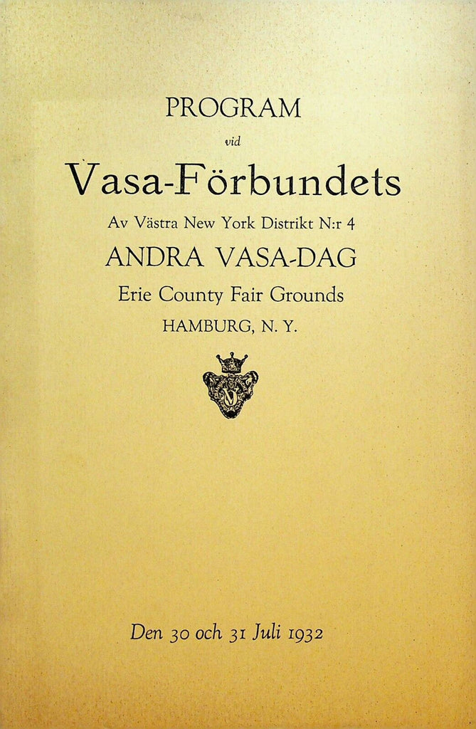 Vasa Forbundets Program July 1932 Norwegian Hamburg NY