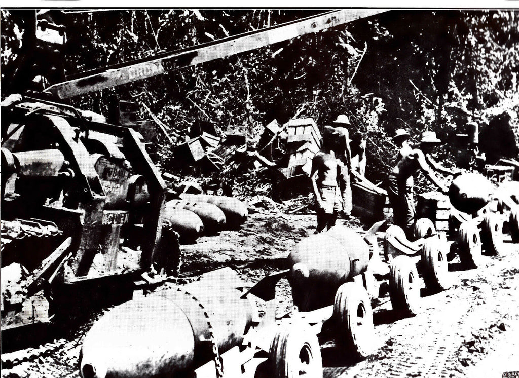 Bomb Handlers Unloading at Bougainville  WWII Dispatch Photo News Service