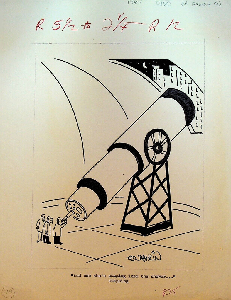 Astronomer Telescope Original Art Ed Dahkin Humor