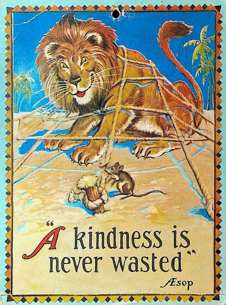 Lion & Mouse A Kindness is Never Wasted Aesop Cardboard Sign