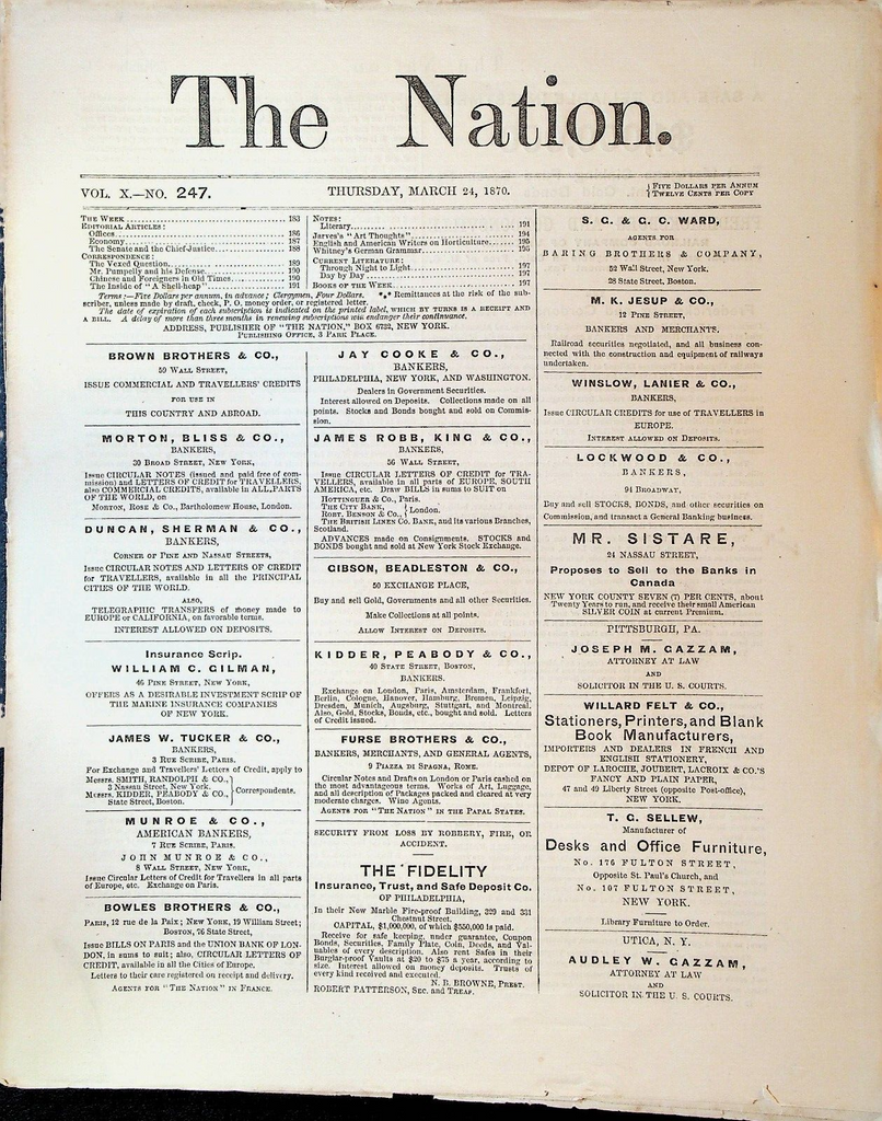 The Nation Magazine March 24 1870 Railroads Reconstruction