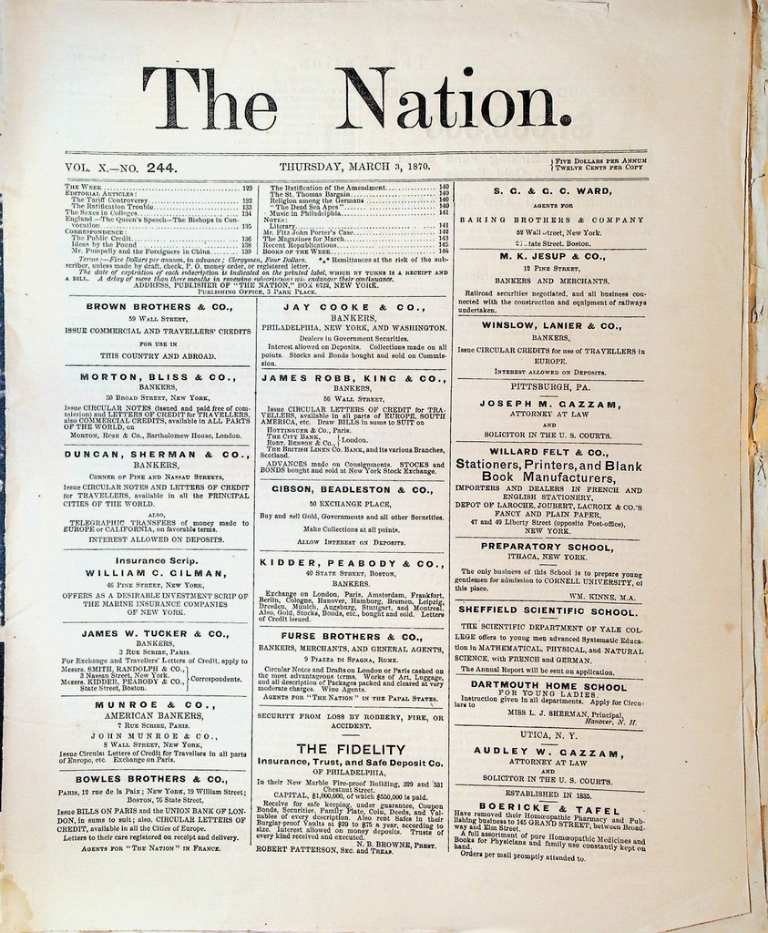 The Nation Magazine March 3 1870 Jay Gould China