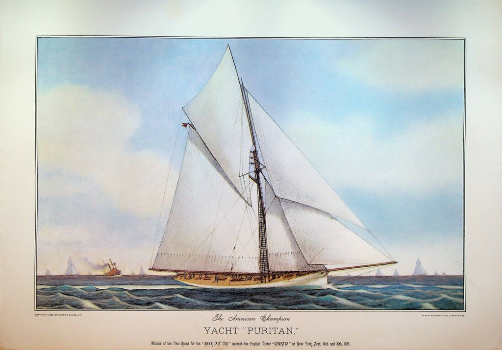 Currier & Ives Calendar Topper 1974 Yacht Puritan America's Cup Champion