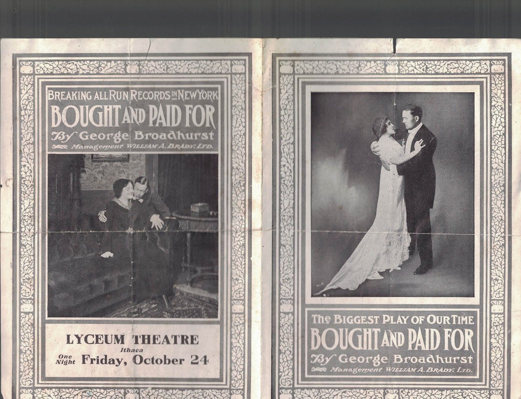 Bought and Paid For Play Ad Brochure 1910s Lyceum Theatre George Broadhurst