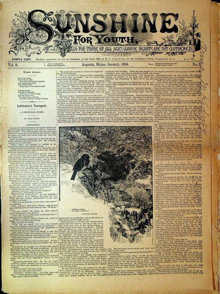 Sunshine For Youth January 1894 Prince Friedrich Mary Misch Kate B West