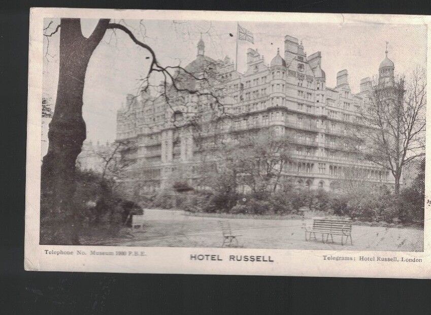Hotel Russell London England Postcard with Postage Due to NYC