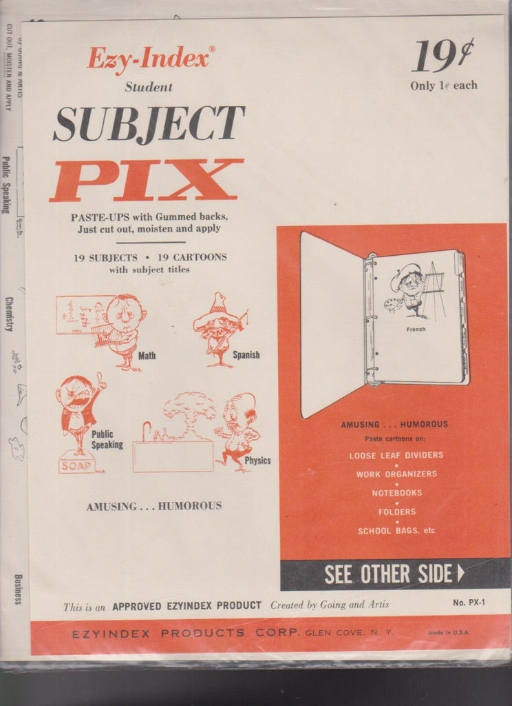 Ezy-Index Student Subject Pix PX-1 Unused Vintage School