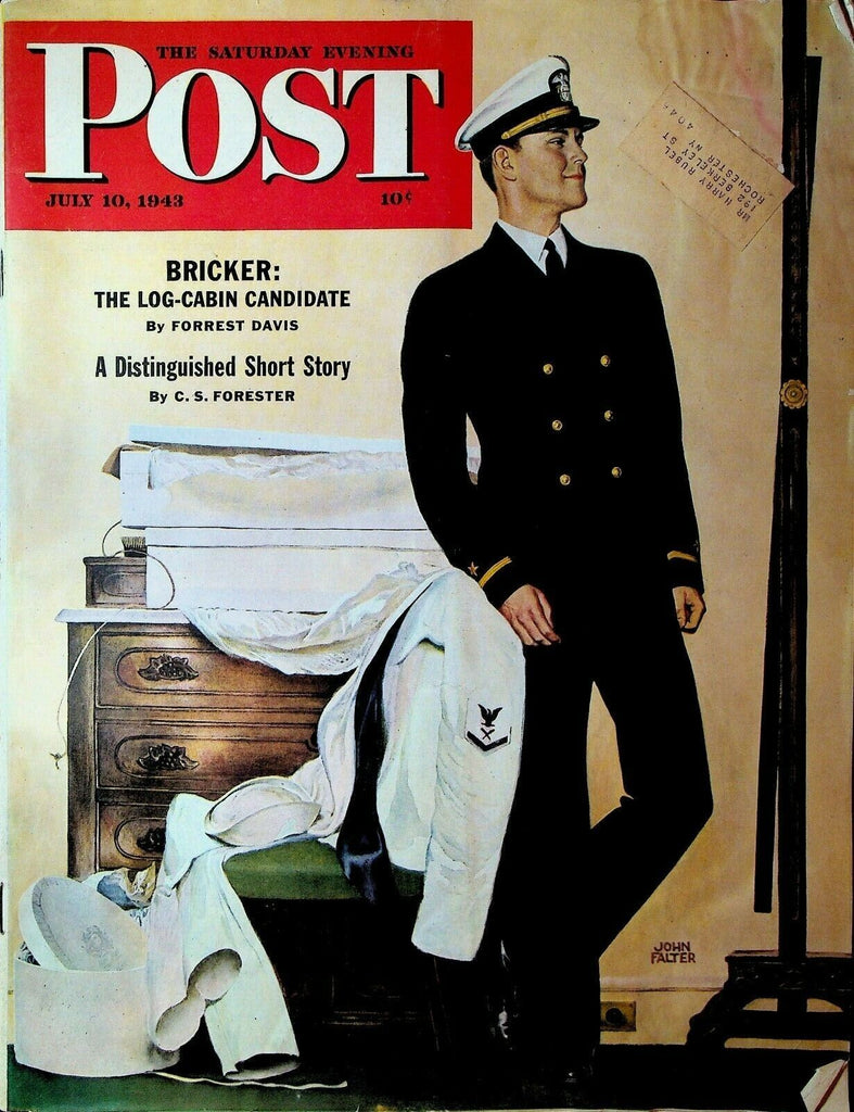 Saturday Evening Post July 10 1943 World War II Navy Cover CS Forester