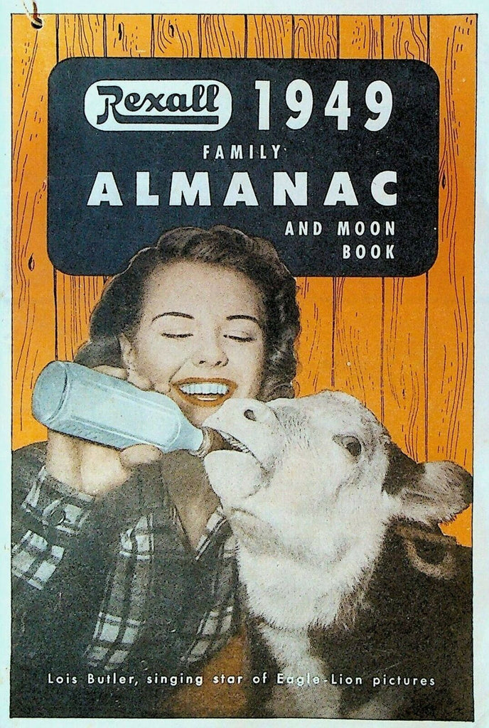 Rexall Family Almanac Moon Book 1949 Calf Lois Butler Bellingham Wa Owl Phamacy