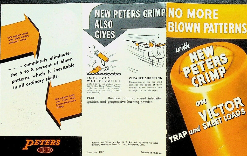 Peters Crimp on Victor Trap & Skeet Loads Brochure 1940s No More Blown Patterns