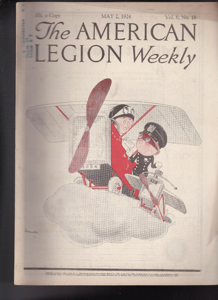 American Legion Magazine Airplane Getting a Ticket Joke  Cover  May 2 1924