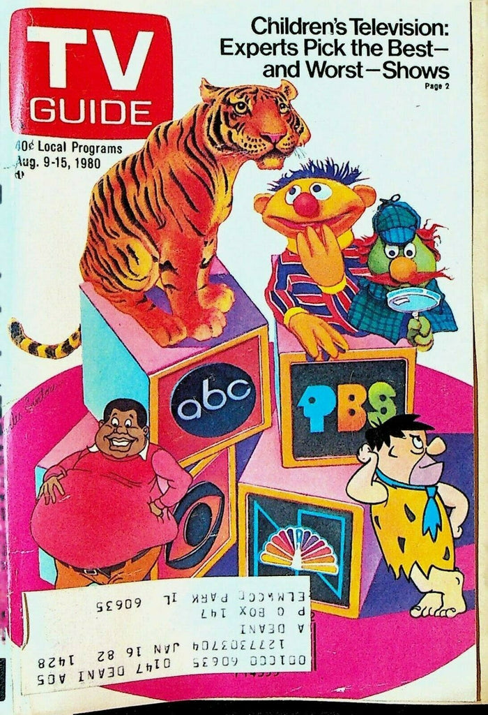TV Guide August 9 1980 Flintstones Sesame Street Fat Albert NASCAR