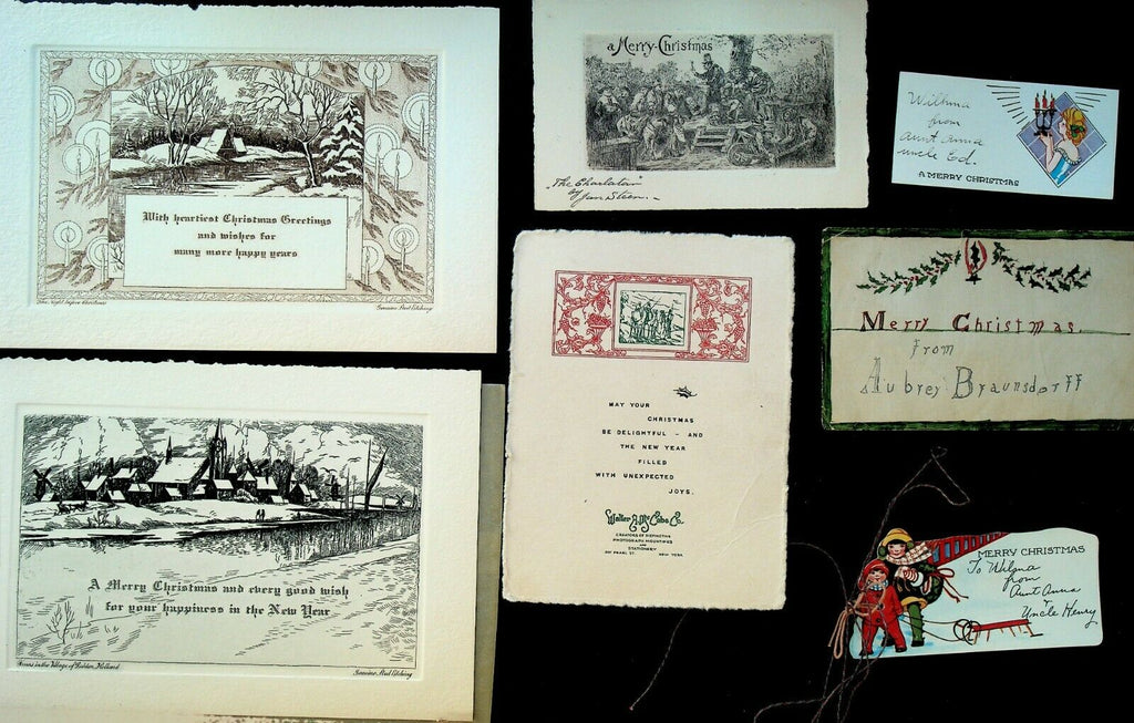 Christmas Mixed Paper Lot of 10 Items Norman Rockwell Steel Etching Waltham