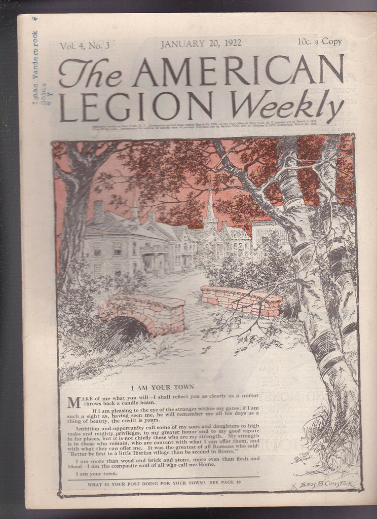 American Legion Magazine I Am Your Town Cover January 20 1922