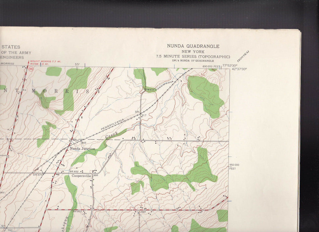Nunda Quadrangle New York US Geological Survey Map 1943