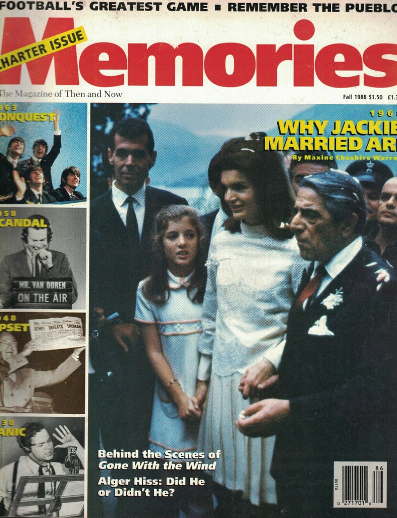 Memories Magazine FIRST ISSUE Fall 1988 Beatles Jackie Onassis GWTW Alger Hiss