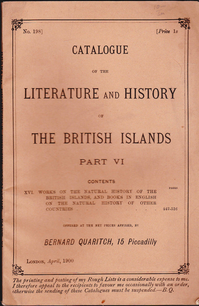Bernard Quaritch Catalog of Books British Isles History Literature VI 1900 #198
