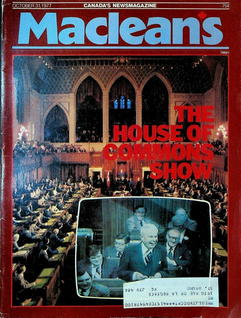 Macleans Magazine October 31 1977 Gilles Villeneuve Formula One Joe Clark