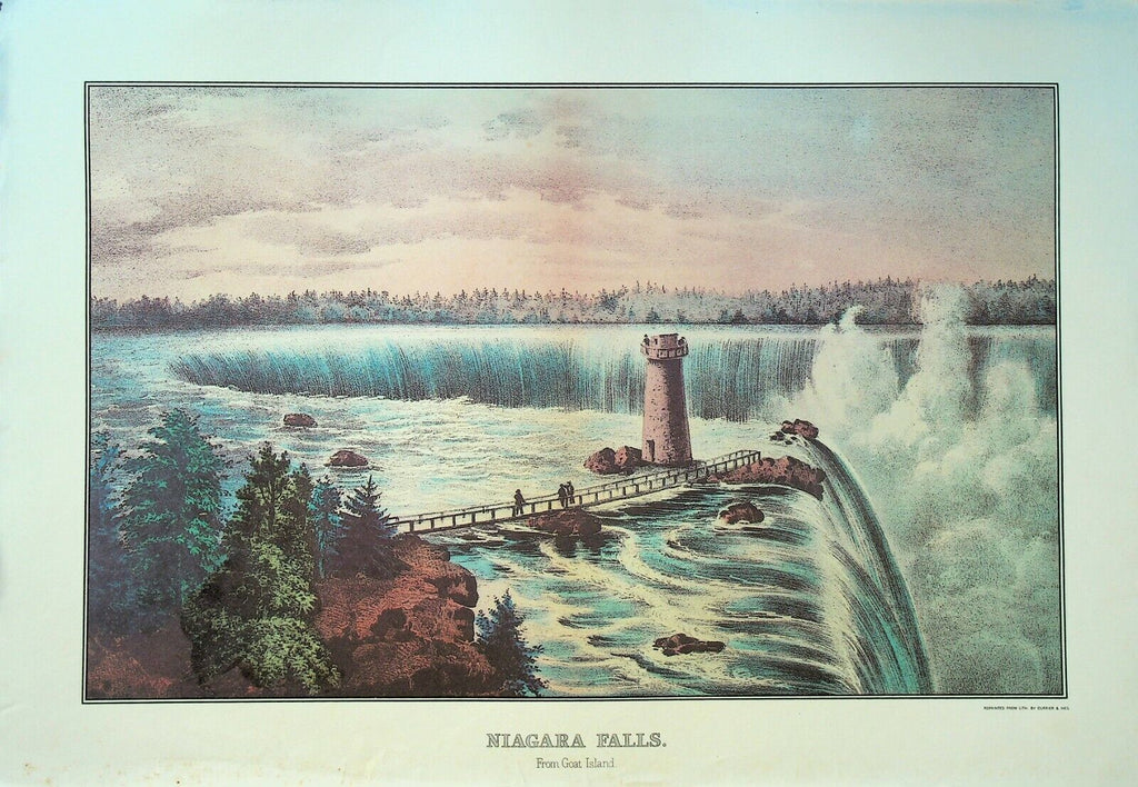 Currier & Ives Calendar Topper 1982 Niagara Falls from Goat Island